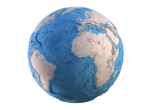 Earth Clay Shaded Globe 3D Model