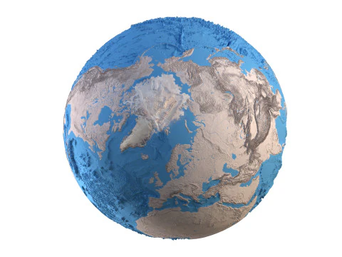 Earth Clay Shaded Globe 3D Model