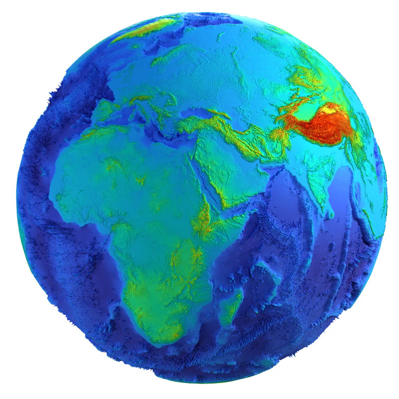 Earth Height Shaded Globe 3D Model .c4d .max .obj .3ds .fbx .stl .blend 
