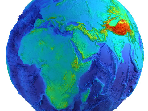 Earth Height Shaded Globe 3D Model