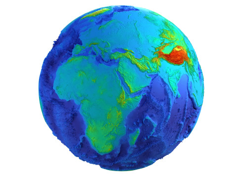 Earth Height Shaded Globe Model 3D