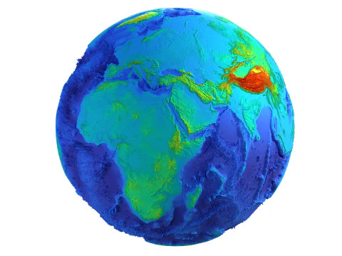 Earth Height Shaded Globe 3D Model