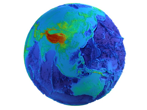 Earth Height Shaded Globe 3D Model