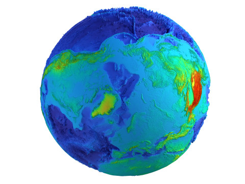 Earth Height Shaded Globe Model 3D