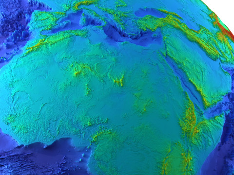 Earth Height Shaded Globe Model 3D