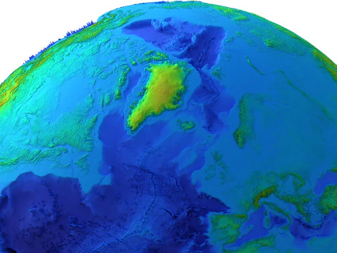 Earth Height Shaded Globe 3D Model