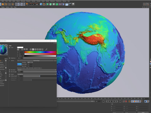 Earth Height Shaded Globe Model 3D