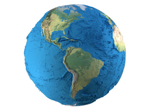 Earth Physical Map Globe Modèle 3D