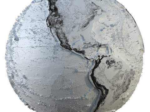 Earth Contours Map Globe 3D Model