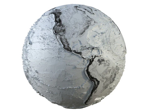 Mapa kontur&oacute;w ziemi Model 3D