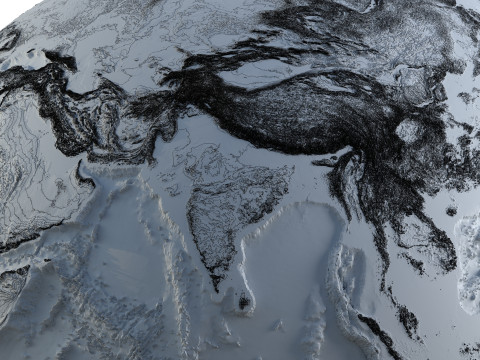 Earth Contours Map Globe 3D Модель