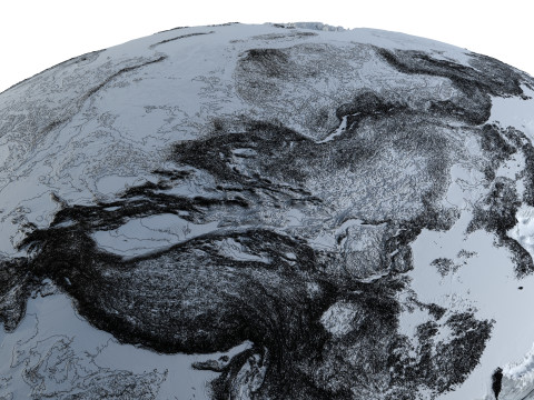 Earth Contours Map Globe 3D Модель