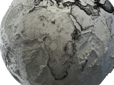 Earth Contours Map Globe 3D Модель