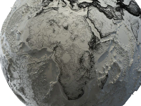 Mapa kontur&oacute;w ziemi Model 3D