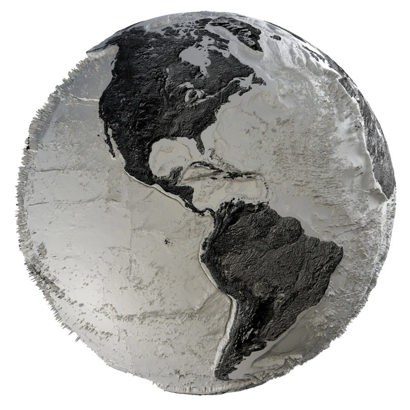 Earth Hill Shade Map Globe 3D Model .c4d .max .obj .3ds .fbx .stl .blend