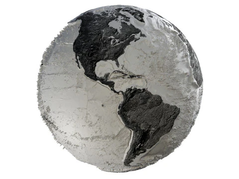Earth Hill Shade Map Globe 3D Model