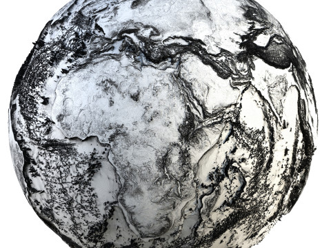 Earth Full Contours Globe 3D Model