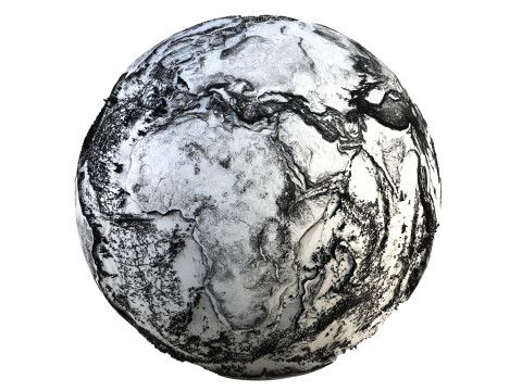 Earth Full Contours Globe Modelo 3D