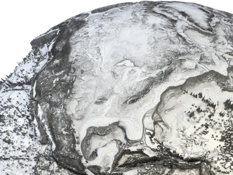 Earth Full Contours Globe Modelo 3D