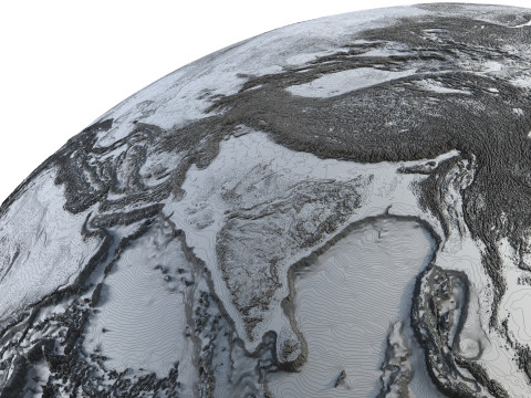 Earth Full Contours Globe Modelo 3D