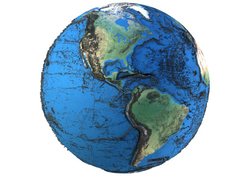 地球の等高線地図地球儀 3Dモデル