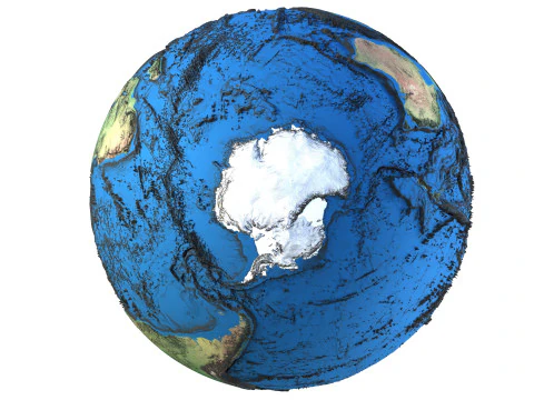 地球の等高線地図地球儀 3Dモデル