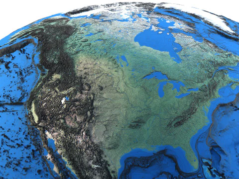 地球の等高線地図地球儀 3Dモデル