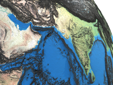 Earth Contours Map Globe 3D 模型