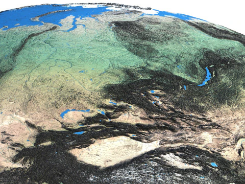 地球の等高線地図地球儀 3Dモデル