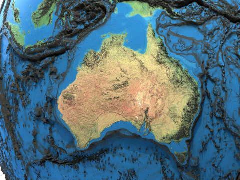 地球の等高線地図地球儀 3Dモデル