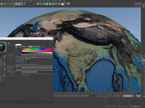 地球の等高線地図地球儀 3Dモデル