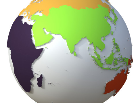 Earth Continents Globe 3D Model