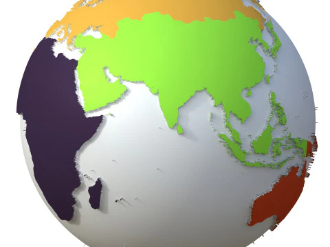 Earth Continents Globe 3D Model