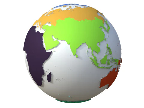 Glob Kontynenty Ziemi Model 3D