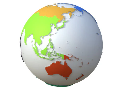 Glob Kontynenty Ziemi Model 3D