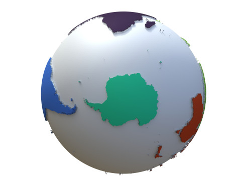 Earth Continents Globe 3D Model