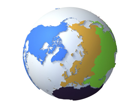 Earth Continents Globe 3D Model