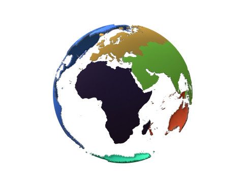 Earth Continents Globe 3D Model