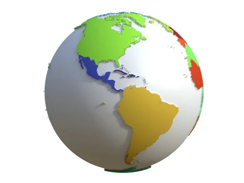 Globo das Regi&otilde;es da Terra Modelo 3D