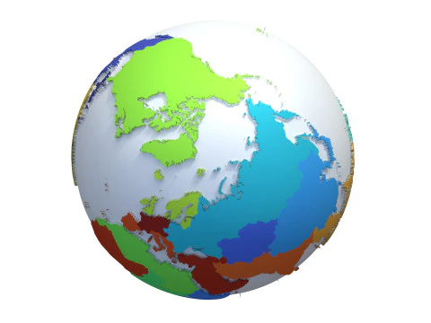 Globo das Regi&otilde;es da Terra Modelo 3D