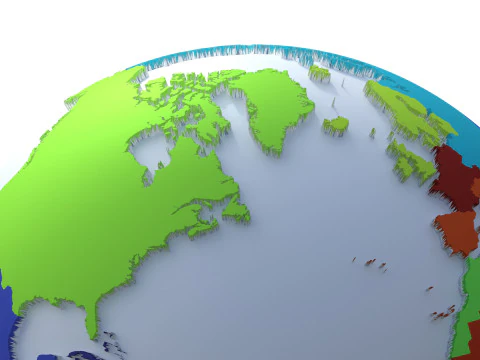 Globo das Regi&otilde;es da Terra Modelo 3D