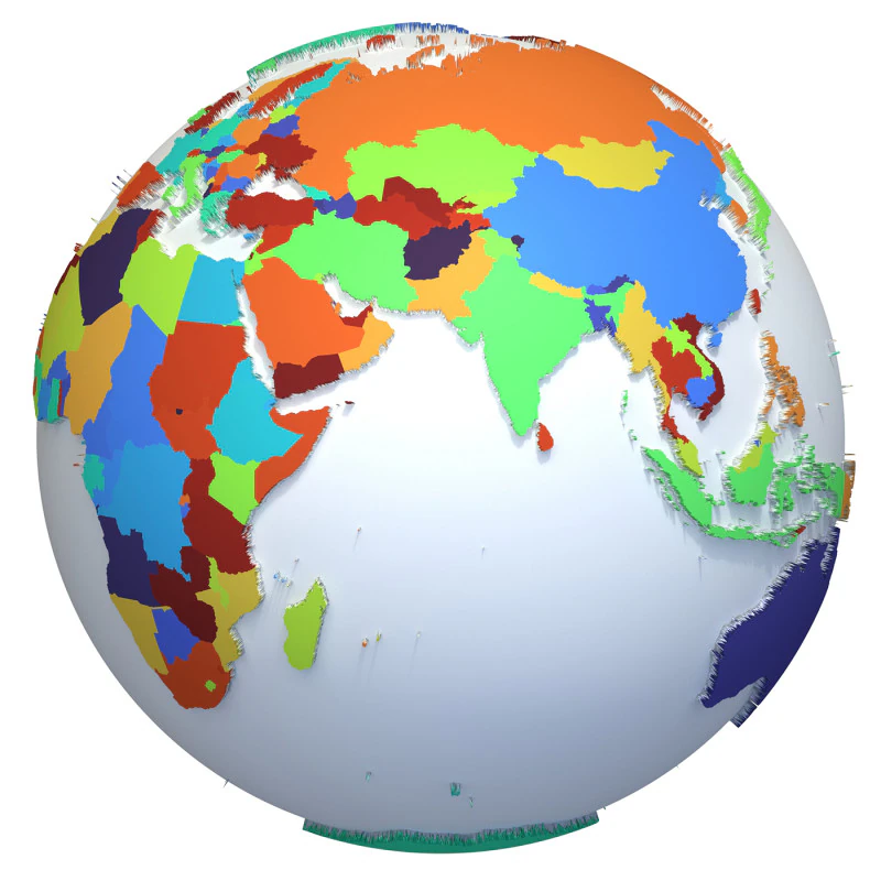Earth Countries Globe 3D Model .c4d .max .obj .3ds .fbx .stl .blend 