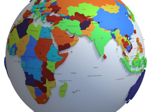 Earth Countries with Names Globe 3D Model
