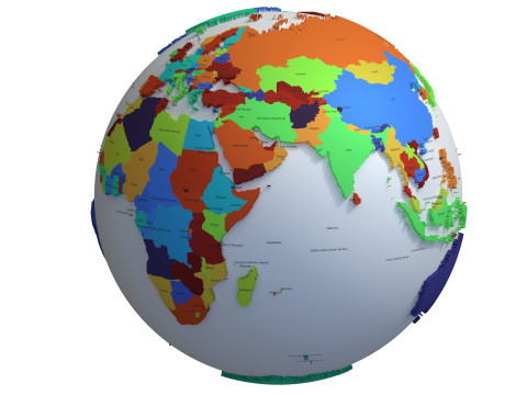 Earth Countries with Names Globe Modelo 3D