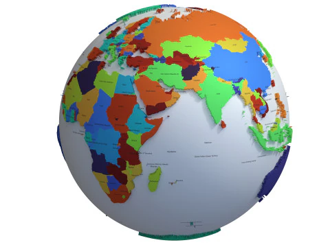 Pa&iacute;ses de la Tierra con nombres Globo Modelo 3D