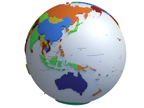 Pa&iacute;ses de la Tierra con nombres Globo Modelo 3D