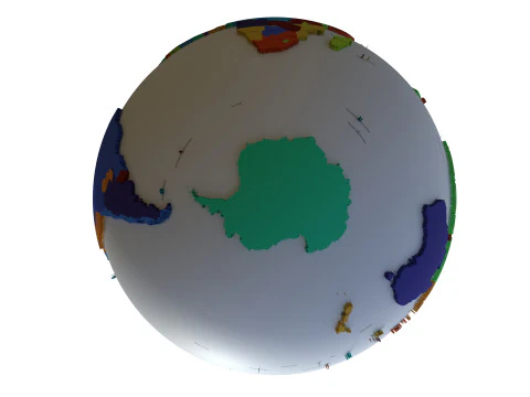 Pa&iacute;ses de la Tierra con nombres Globo Modelo 3D