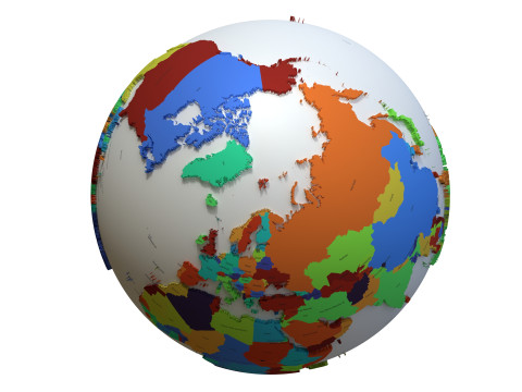 Earth Countries with Names Globe Modelo 3D