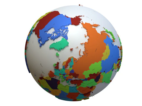 Pa&iacute;ses de la Tierra con nombres Globo Modelo 3D