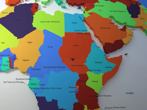Pa&iacute;ses de la Tierra con nombres Globo Modelo 3D